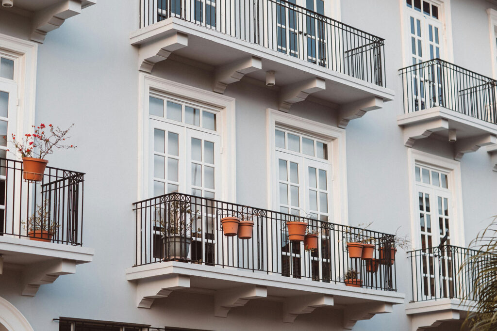 residential-security-solutions The balcony of an apartment complex protected by residential security solutions