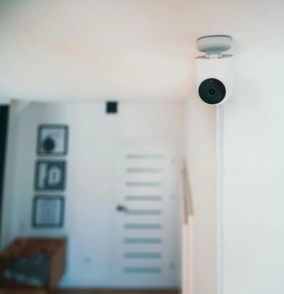A security camera inside a home