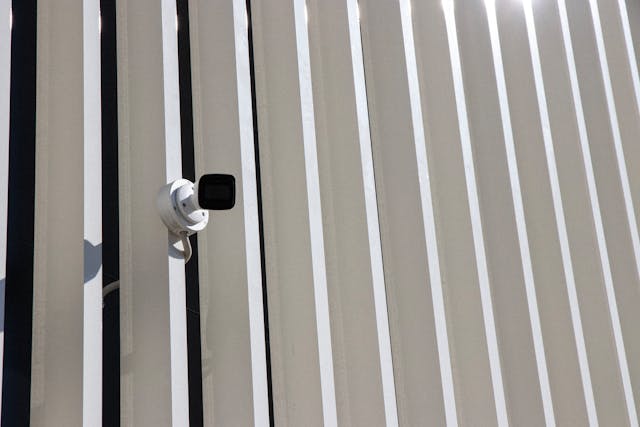 A camera on a building