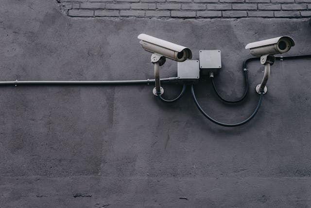 Two outdoor cameras used by GPS surveillance companies