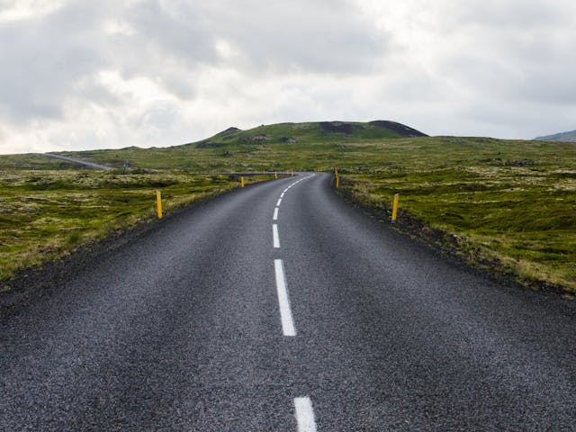 A curvy road used by route planning services